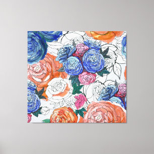 Toile Fleurs colorées : Vibrant Motif sans couture