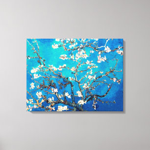 Toile Fleurs d'amandier de Van Gogh turquoise clair