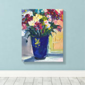 Toile Fleurs dans le vase bleu (Insitu (Plancher de Bois))