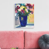 Toile Fleurs dans le vase bleu (Insitu(Salon))