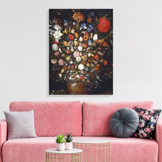 Toile Fleurs dans un bâtiment en bois (par Jan Brueghel) (Insitu(Salon))