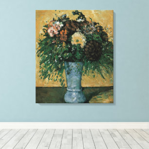 Toile Fleurs dans un vase bleu par Paul Cezanne Art vint