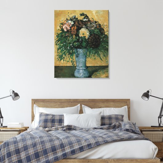 Toile Fleurs dans un Vase Bleu par Paul Cezanne Art Vint (Insitu(Chambre))