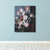 Toile Fleurs dans un vase de cristal, 1652 (Insitu (Plancher de Bois))