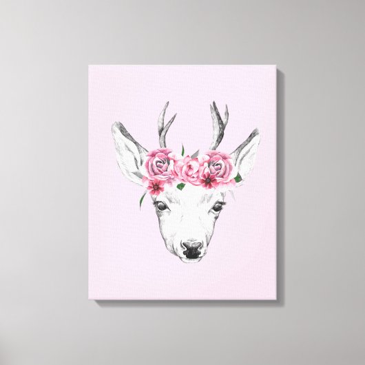 Toile Fleurs d'aquarelle Cerf (Recto)