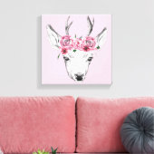 Toile Fleurs d'aquarelle Cerf (Insitu(Salon))