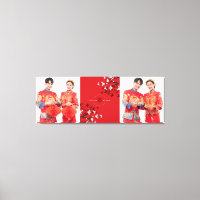 Fleurs de cerisier et double bonheur Mariage chino