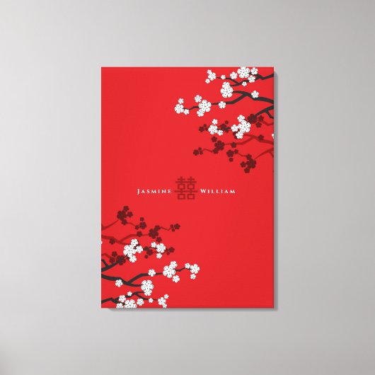 Toile Fleurs de cerisier et double bonheur Mariage chino (Recto)