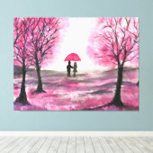 Toile Fleurs de cerisier rustique Amour couple Parapluie (Insitu (Plancher de Bois))