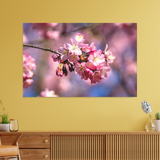 Toile Fleurs de cerisier Sakura de couleur rose aux coul (Insitu(Salon))