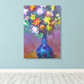 Toile Fleurs de chrysanthème dans un Vase Monet Art (Insitu (Plancher de Bois))