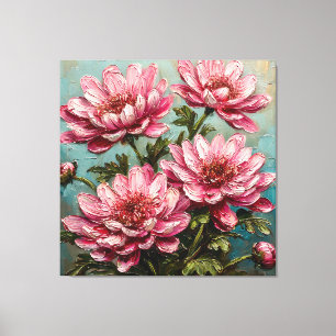 Toile Fleurs de chrysanthème rose vibrant
