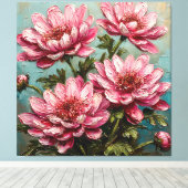 Toile Fleurs de chrysanthème rose vibrant (Insitu (Plancher de Bois))