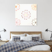 Toile Fleurs de cœur sur beige clair (Insitu(Chambre))