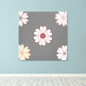 Toile Fleurs de cœur sur gris (Insitu (Plancher de Bois))