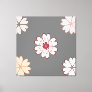 Toile Fleurs de cœur sur gris