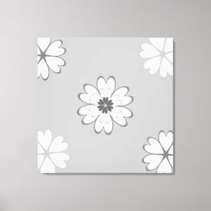 Toile Fleurs de cœur sur gris clair