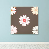Toile Fleurs de cœur sur marron café (Insitu (Plancher de Bois))