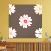 Toile Fleurs de cœur sur marron café (Insitu(Salon))
