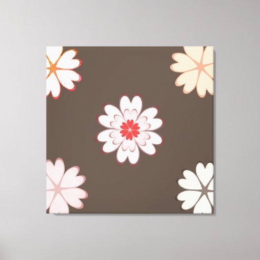 Toile Fleurs de cœur sur marron café (Recto)
