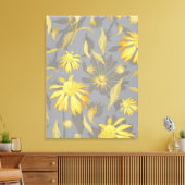 Toile Fleurs de cône gris jaune or moderne (Insitu(Salon))