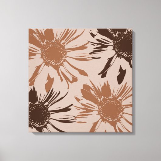 Toile Fleurs de Gerbera Brown Terre (Recto)
