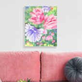 Toile Fleurs de jardin roses et violettes (Insitu(Salon))