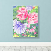 Toile Fleurs de jardin roses et violettes (Insitu (Plancher de Bois))