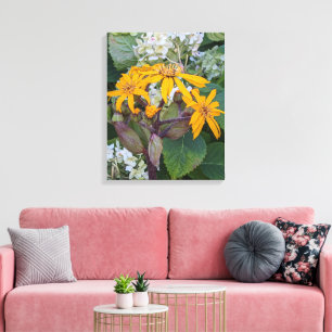 Toile Fleurs de la plante léopard jaune et florale d'hyd