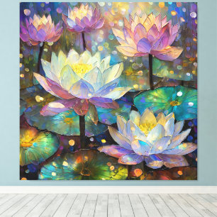 Toile Fleurs de lotus délicates s'épanouissant dans la n
