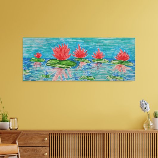 Toile Fleurs de Lotus Dessin simple (Insitu(Salon))