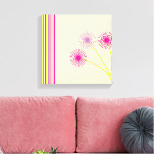 Toile Fleurs de pissenlit colorées, rayures, abstrait bo