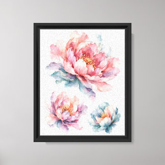 Toile Fleurs de Pivoine à l'Aquarelle