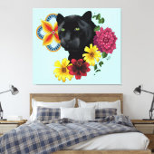 Toile Fleurs de Portrait Jaguar Noir (Insitu(Chambre))