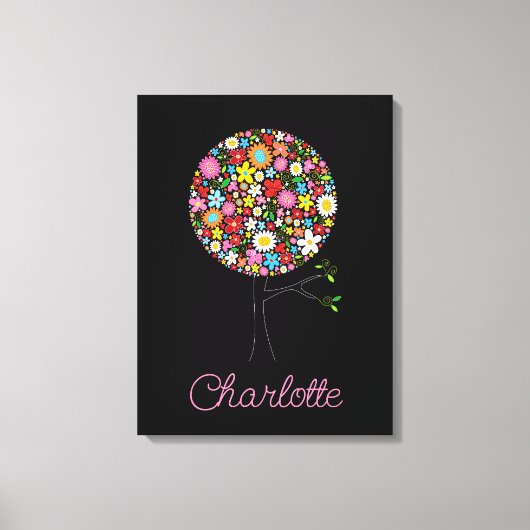 Toile Fleurs de printemps Whimsical Pop Tree Cute Nurser (Recto)