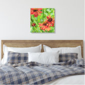TOILE FLEURS DE RUDBECKIA ROUGES (Insitu(Chambre))