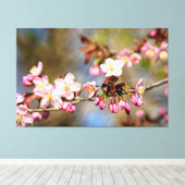 Toile Fleurs de Sakura fraîches et ensoleillées et bourg (Insitu (Plancher de Bois))