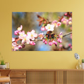 Toile Fleurs de Sakura fraîches et ensoleillées et bourg (Insitu(Salon))