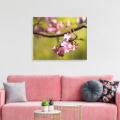 Toile Fleurs de Sakura fraîches sur fond vert (Insitu(Salon))