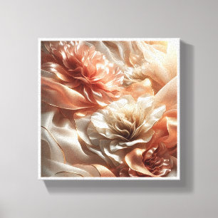 Toile Fleurs de soie dorées roses de luxe - Flo fluide a