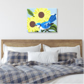 Toile Fleurs de soleil et Jay bleu (Insitu(Chambre))