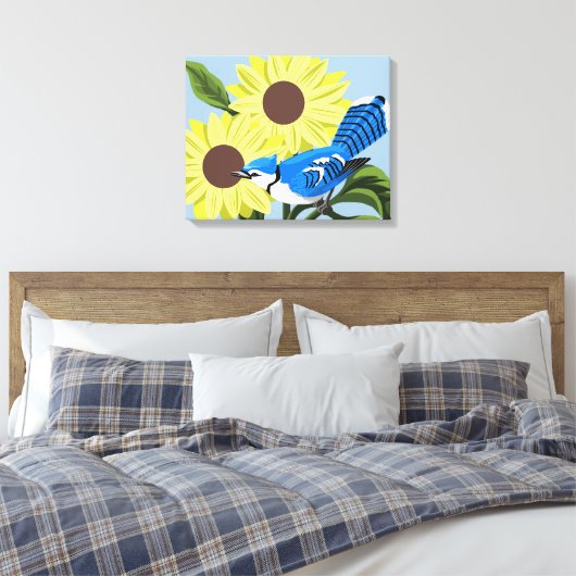 Toile Fleurs de soleil et Jay bleu (Insitu(Chambre))