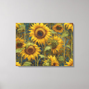 Toile Fleurs de soleil Jour d'été Glints de peinture à l