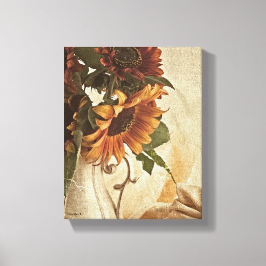 Toile Fleurs de soleil orange rouillées (Recto)
