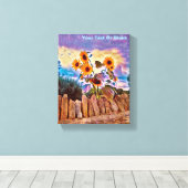 Toile Fleurs de soleil sur mur de roche (Insitu (Plancher de Bois))