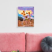 Toile Fleurs de soleil sur mur de roche (Insitu(Salon))