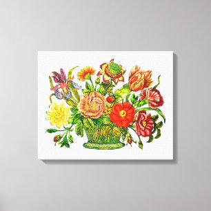 Toile Fleurs d'été en panier, Art Vintage