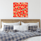 Toile Fleurs d'Hibiscus rouge Tropical Hawaiian Wall Art (Insitu(Chambre))