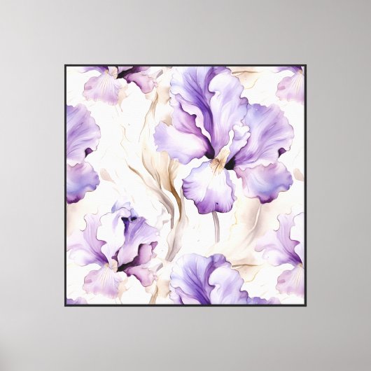 Toile Fleurs d'Iris blanc violet (Recto)