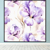 Toile Fleurs d'Iris blanc violet (Insitu (Plancher de Bois))